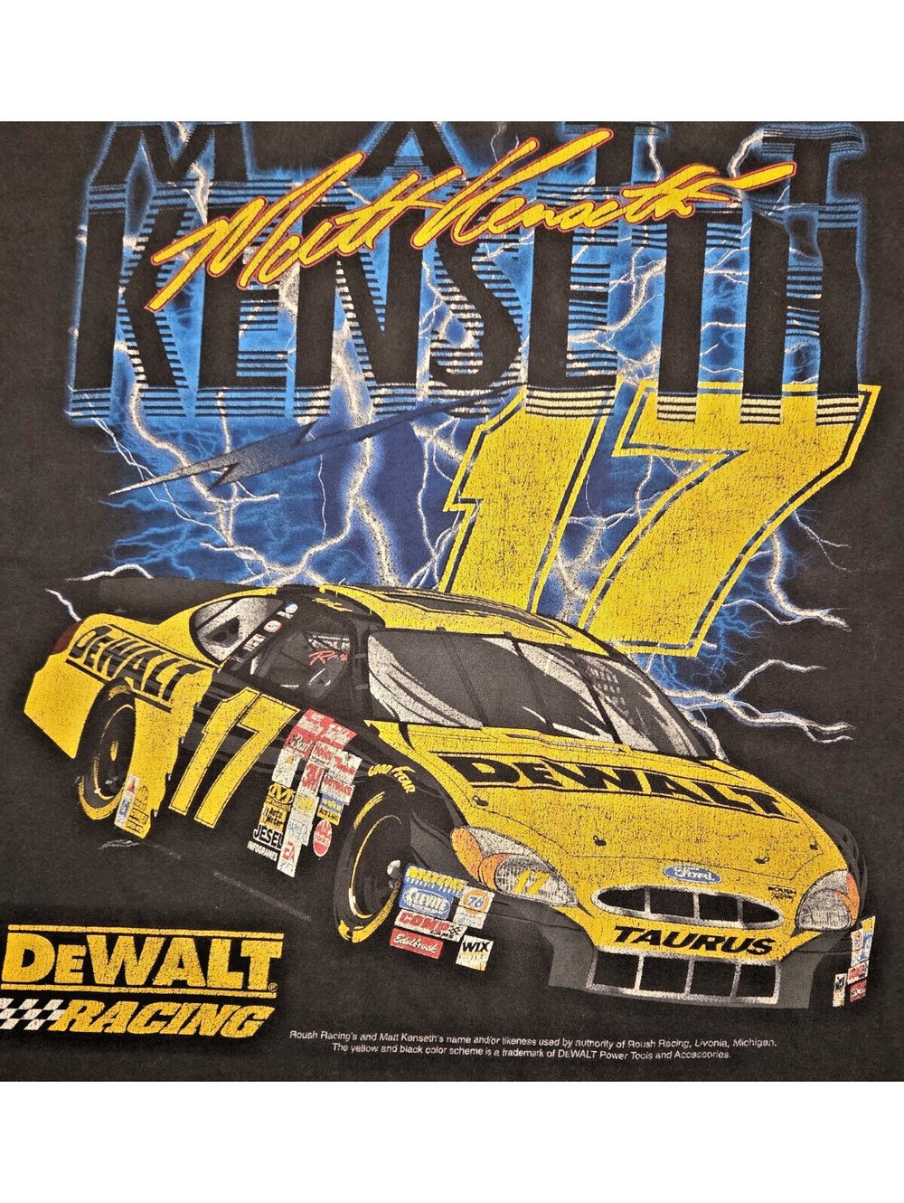 Vintage Matt Kenseth #17 DEWALT Roush Racing NASCAR All Over Print T-Shirt XL